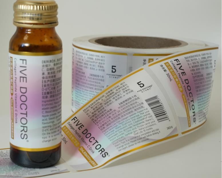 Selbstklebendes Etikett für die Verpackung Vinyl Wasserdichtes Aufkleber Druck Rollenetikett Rundes Aufklebermos